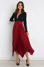 Women's Solid Color Sun Pleated Elastic High Waist Casual All Matching Women Clothing Dress