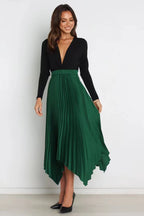 Women's Solid Color Sun Pleated Elastic High Waist Casual All Matching Women Clothing Dress