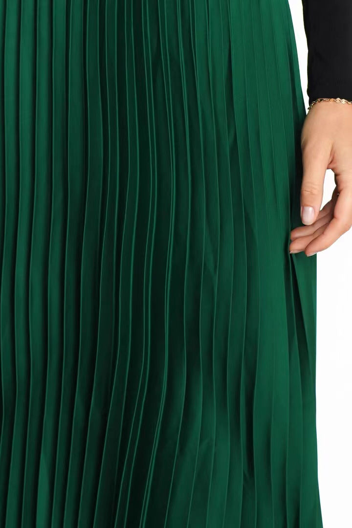 Women's Solid Color Sun Pleated Elastic High Waist Casual All Matching Women Clothing Dress