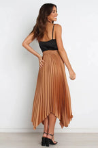 Women's Solid Color Sun Pleated Elastic High Waist Casual All Matching Women Clothing Dress