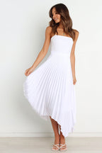 Women's Solid Color Sun Pleated Elastic High Waist Casual All Matching Women Clothing Dress