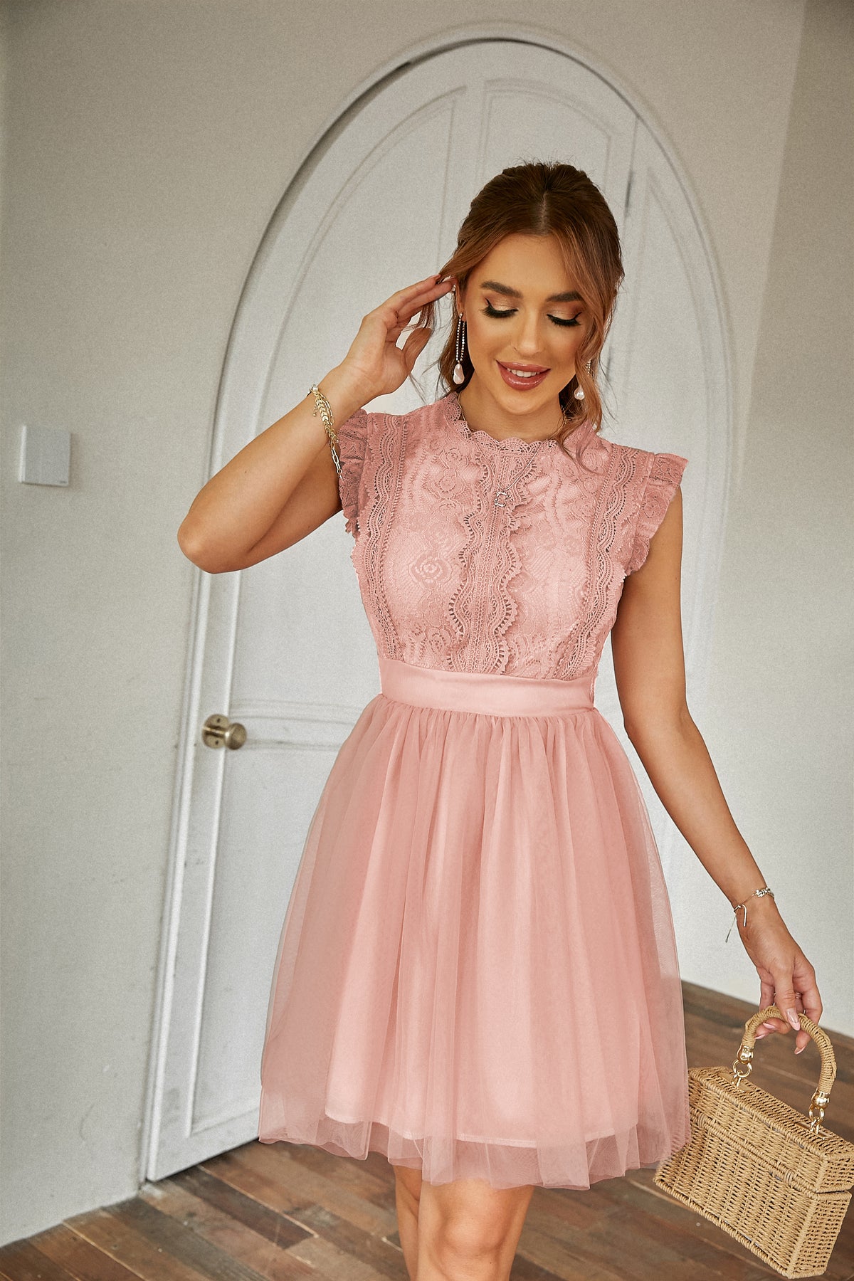 Women's Ruffle-Trim Crew-Neck Dress