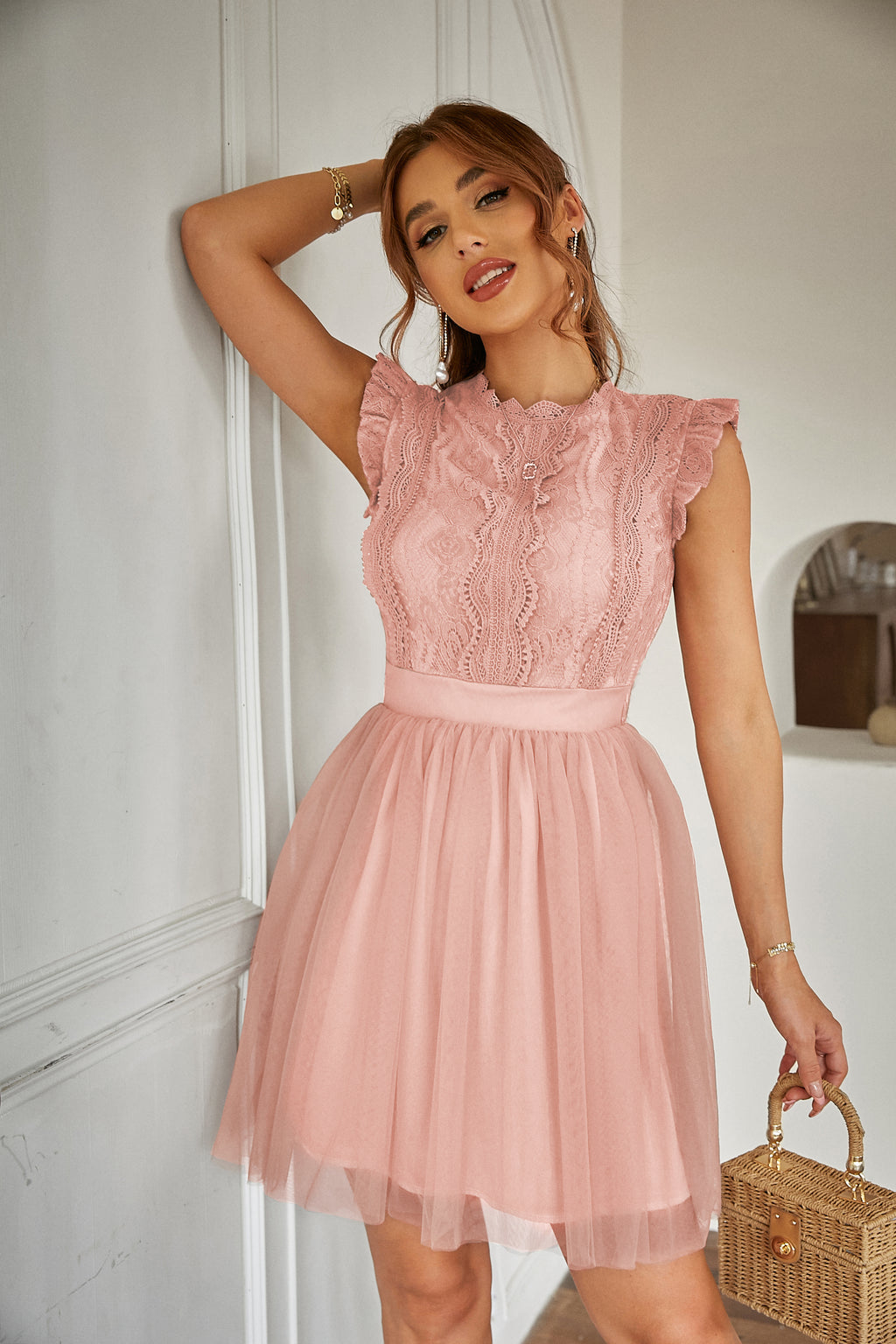 Women's Ruffle-Trim Crew-Neck Dress