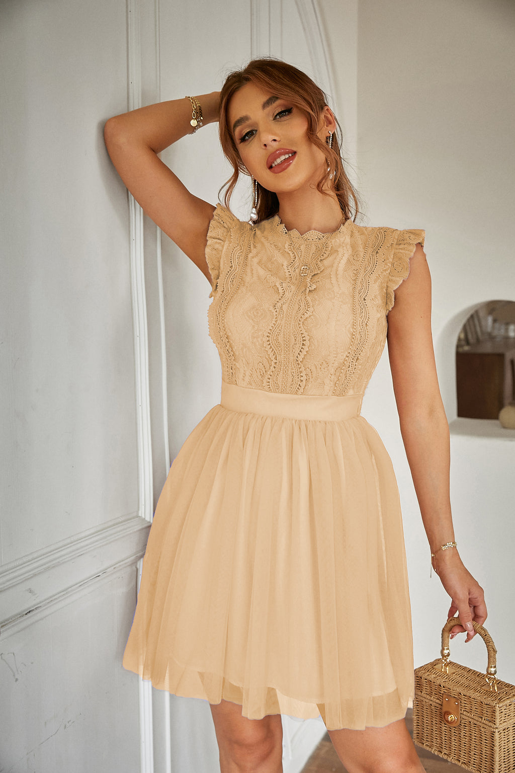 Women's Ruffle-Trim Crew-Neck Dress