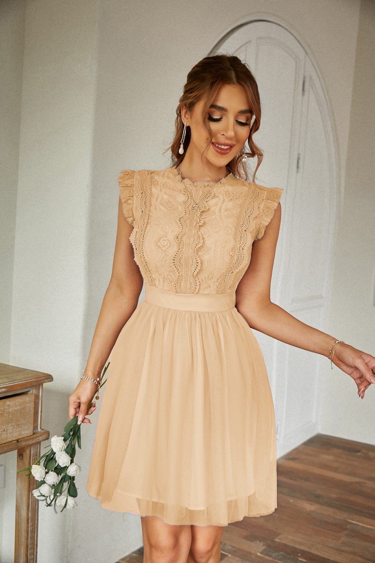 Women's Ruffle-Trim Crew-Neck Dress