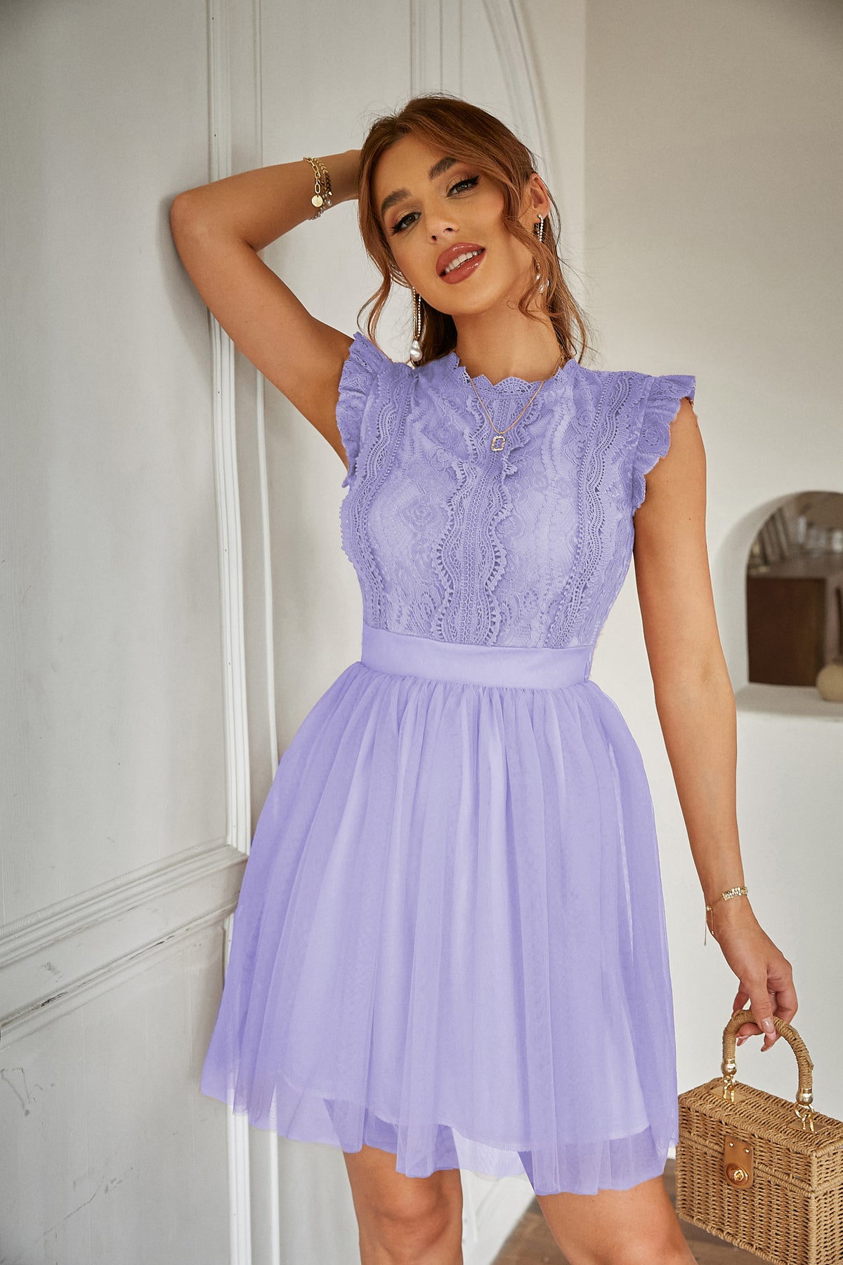 Women's Ruffle-Trim Crew-Neck Dress