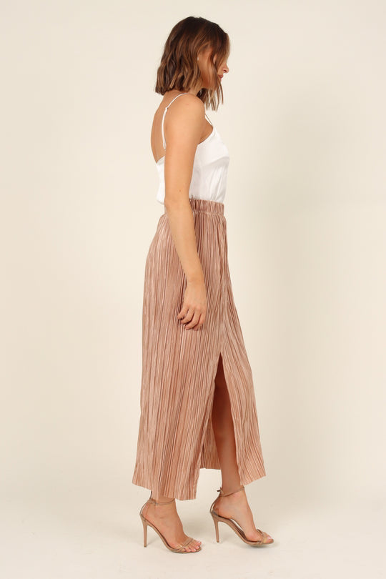 Spring Summer Elastic Waist Box Pleat Split Tight Skirt