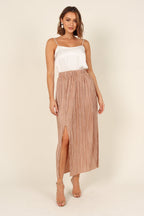 Spring Summer Elastic Waist Box Pleat Split Tight Skirt