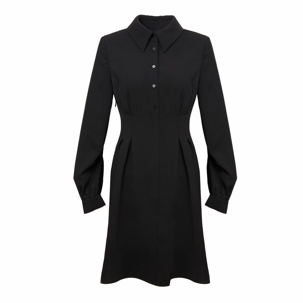Women's Collared A Line With Button Detail Dress
