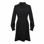 Women's Collared A Line With Button Detail Dress