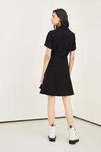 Women's Button-Front Collared Waist-Defined Dress