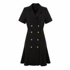 Women's Button-Front Collared Waist-Defined Dress