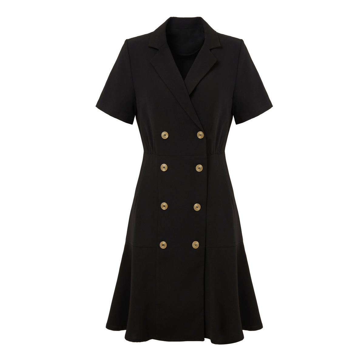 Women's Button-Front Collared Waist-Defined Dress