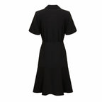 Women's Button-Front Collared Waist-Defined Dress