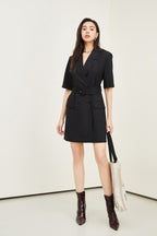 Women's Belted Collared Mini Dress