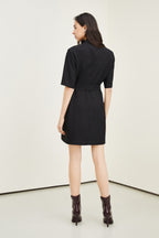 Women's Belted Collared Mini Dress