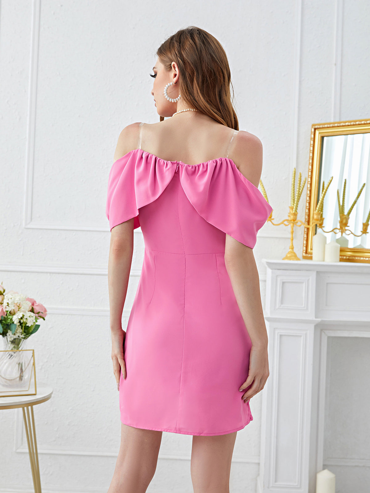 Solid-Color Off-Shoulder Dress