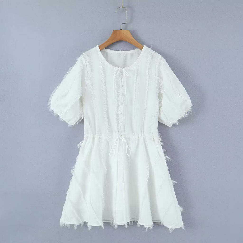Women's Princess Petti Bubble Sleeve V Neck Dress