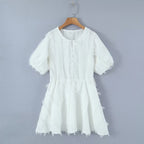 Women's Princess Petti Bubble Sleeve V Neck Dress