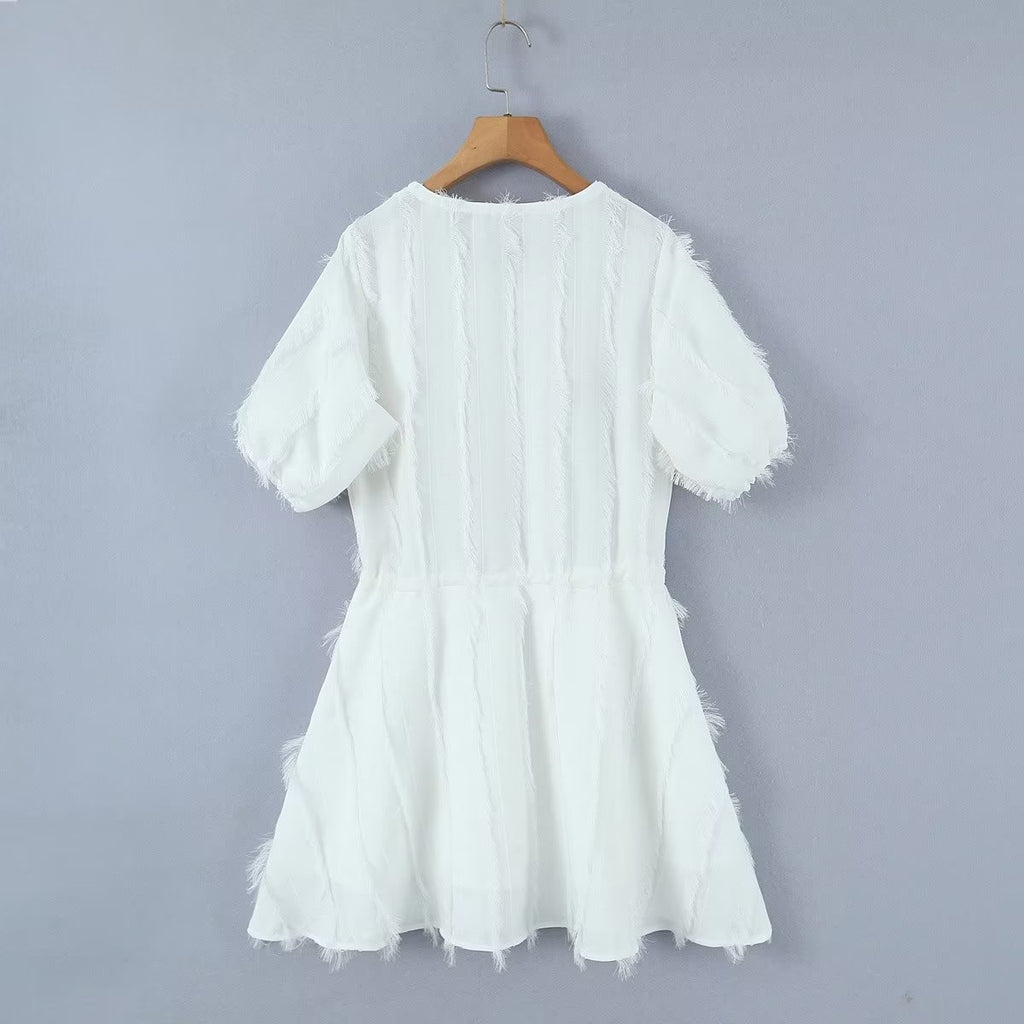 Women's Princess Petti Bubble Sleeve V Neck Dress