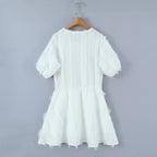 Women's Princess Petti Bubble Sleeve V Neck Dress