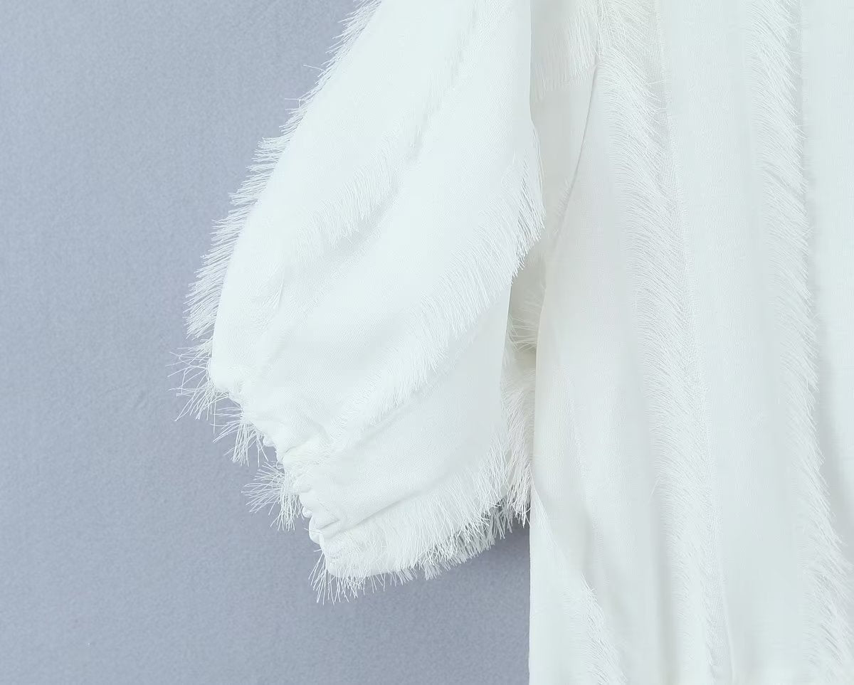 Women's Princess Petti Bubble Sleeve V Neck Dress