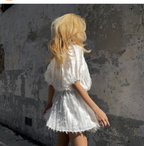 Women's Princess Petti Bubble Sleeve V Neck Dress