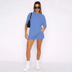 Women's Solid Color Round Neck Half Sleeve Pullover Top Women's Casual