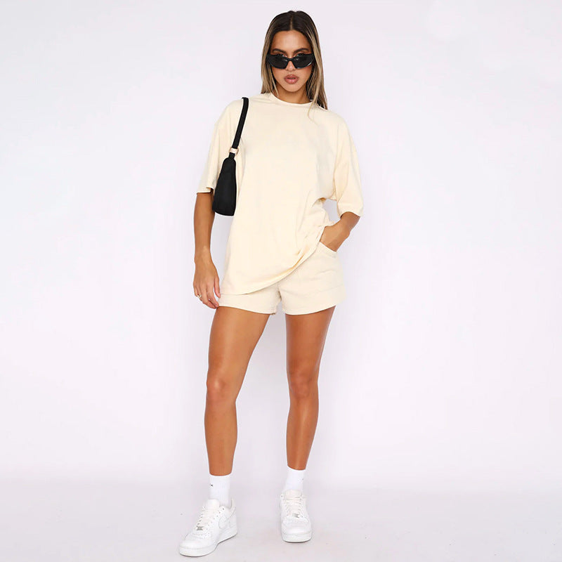 Women's Solid Color Round Neck Half Sleeve Pullover Top Women's Casual