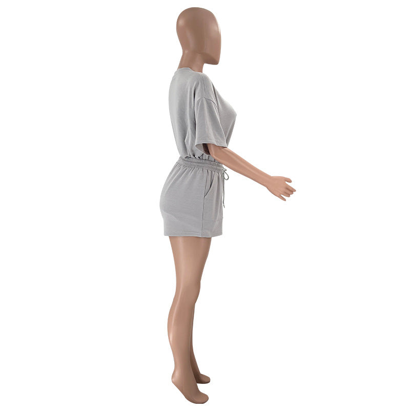 Women's Solid Color Round Neck Half Sleeve Pullover Top Women's Casual