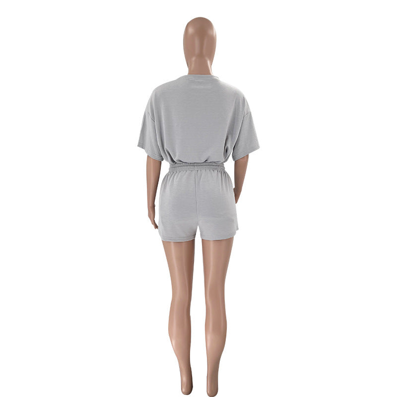 Women's Solid Color Round Neck Half Sleeve Pullover Top Women's Casual