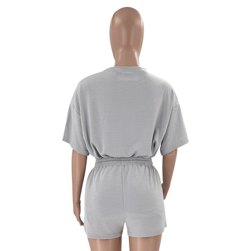 Women's Solid Color Round Neck Half Sleeve Pullover Top Women's Casual