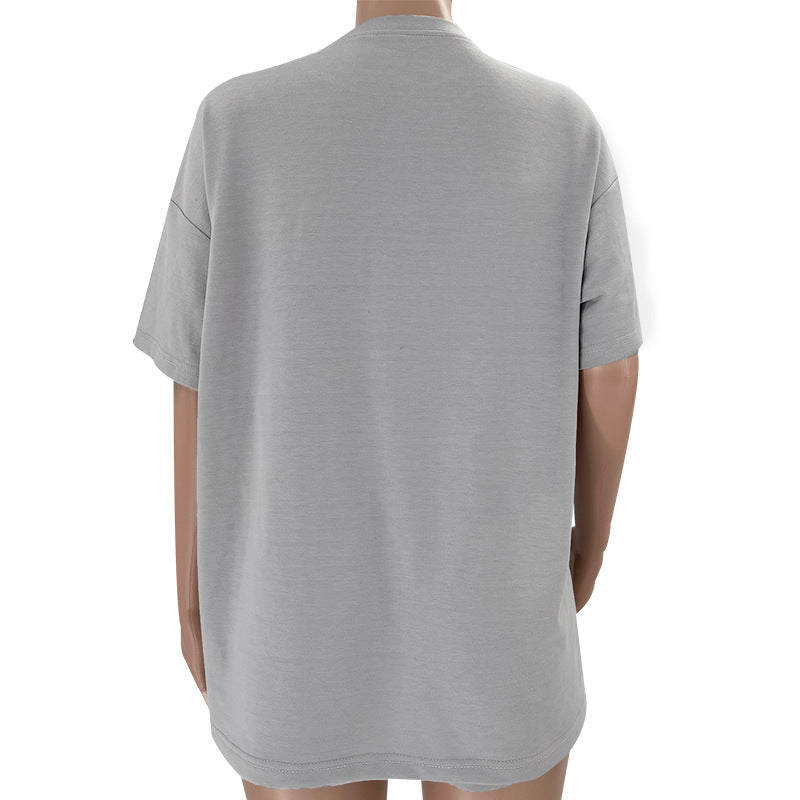 Women's Solid Color Round Neck Half Sleeve Pullover Top Women's Casual