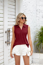 Women's Pleated U-Neck Short-Sleeve Top – Relaxed Tee