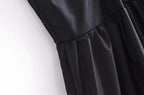 Women's Summer Slim Fit French Black Halter Lace Up Dress