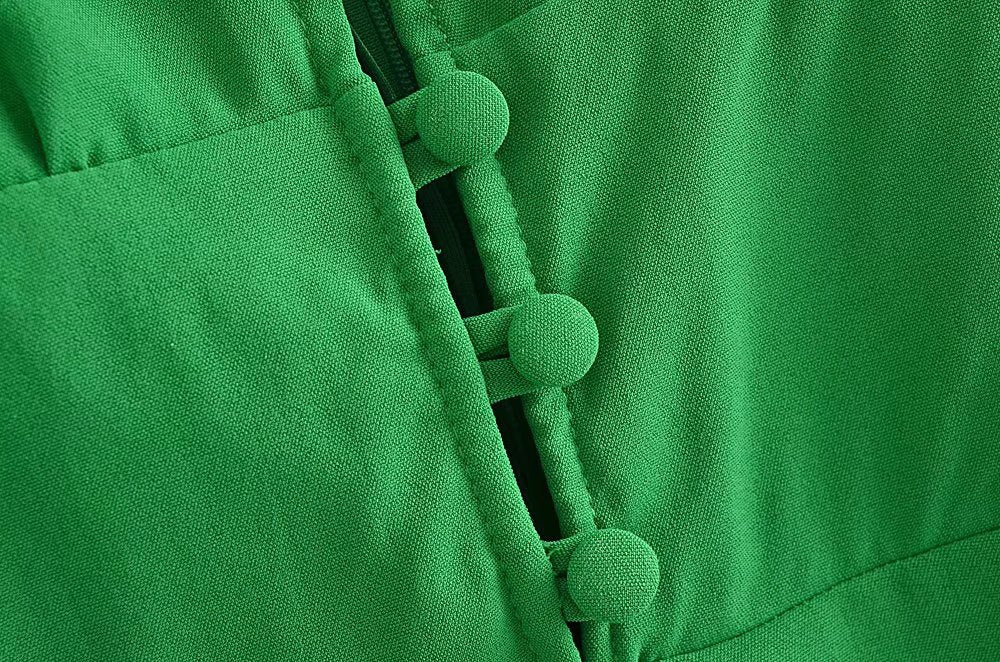 V-Neck Buckle-Detail Short-Sleeve Dress