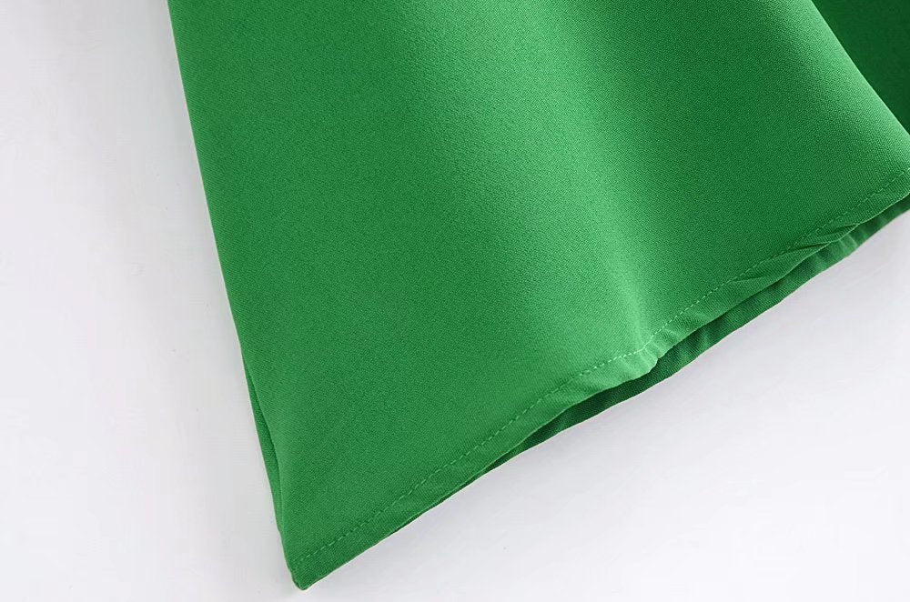 V-Neck Buckle-Detail Short-Sleeve Dress
