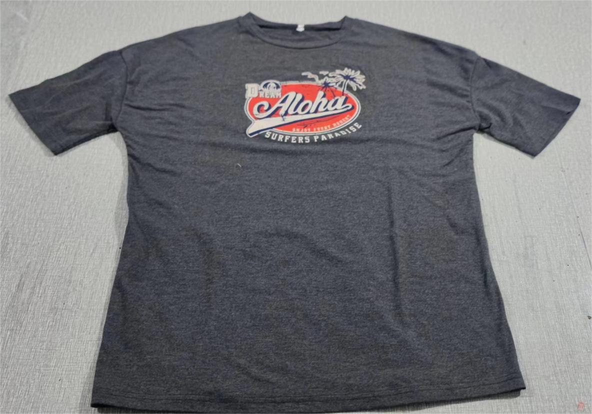 Women's Gray T-Shirt Round Neck Short Sleeve Loose Printed