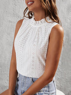 Women's Lotus Collar Cutout Sleeveless Top