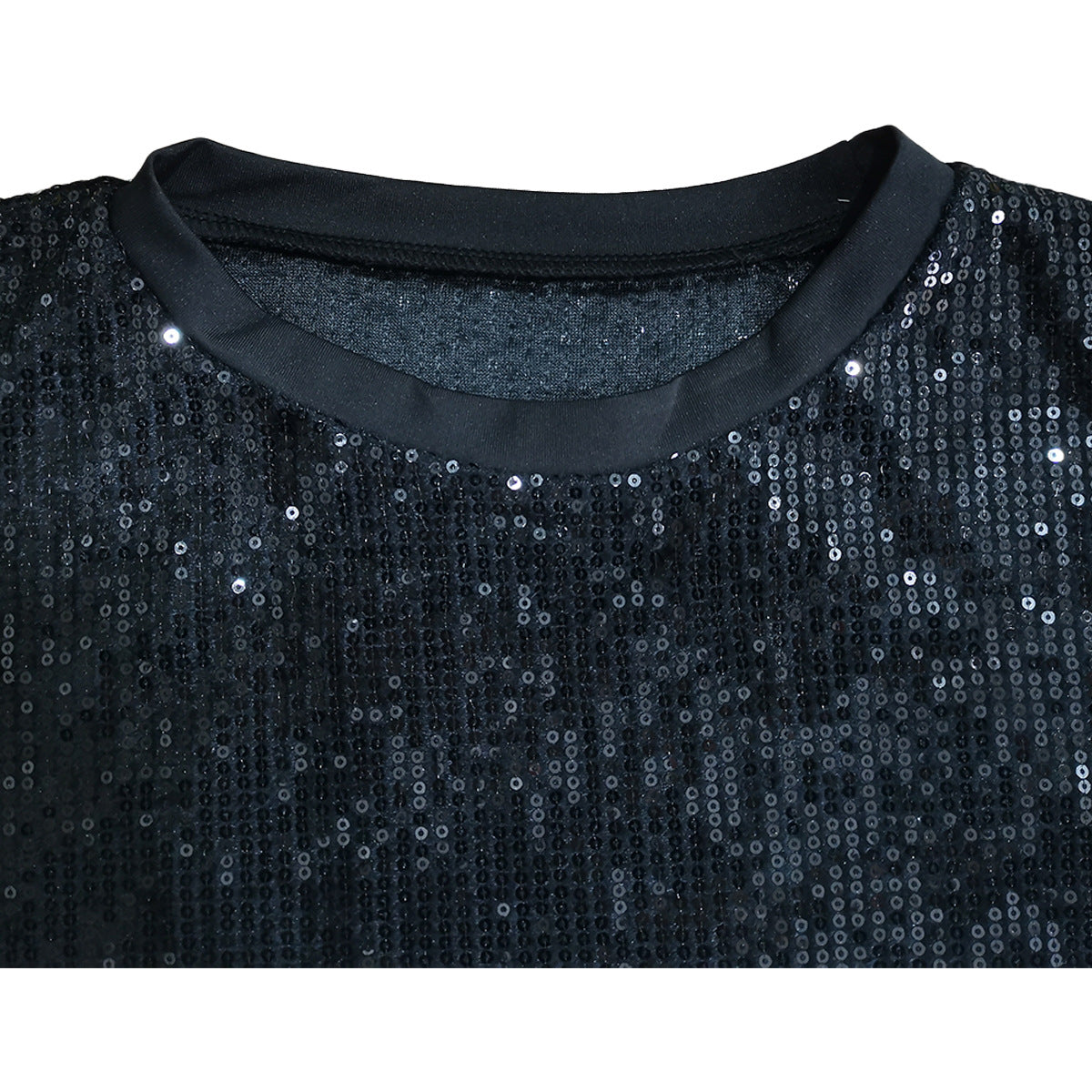 Round Neck Loose Sequin Letter Graphic Printed Dress