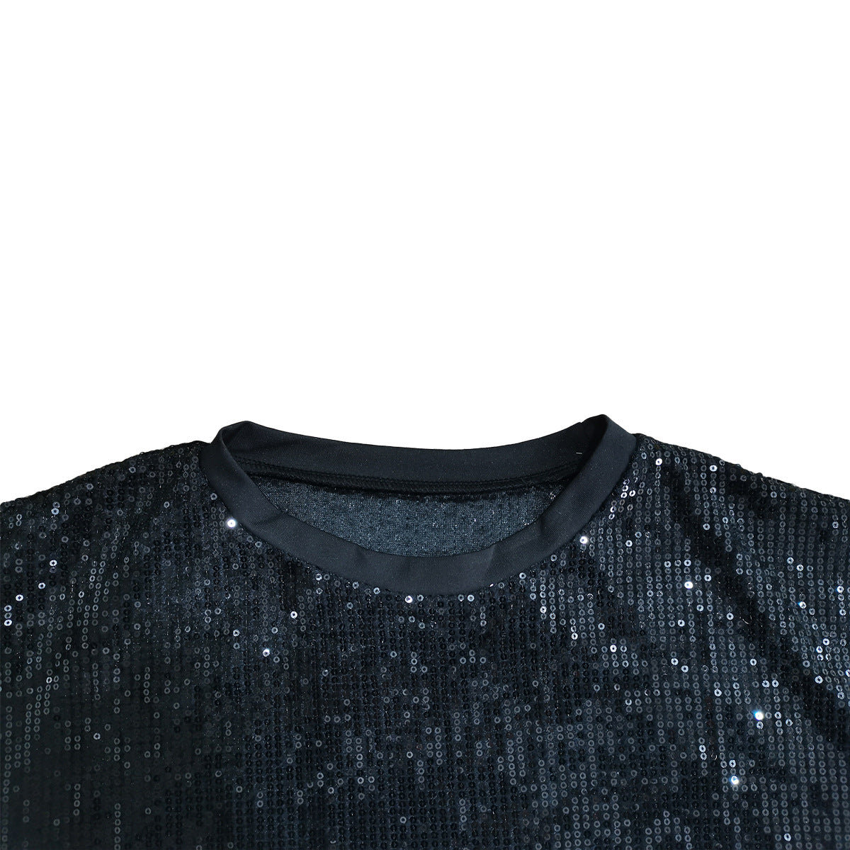 Round Neck Loose Sequin Letter Graphic Printed Dress