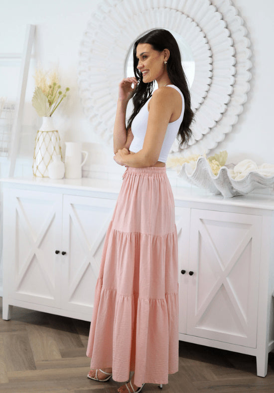 Women's Spring Summer Single Breasted Pleated Hem Elastic Waist Head Office Mid Waist Dress