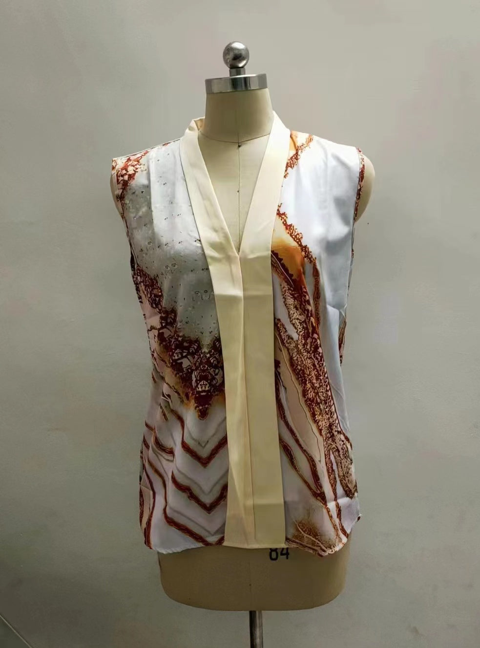 Women's Summer Casual Sleeveless V Neck Printed Shirt
