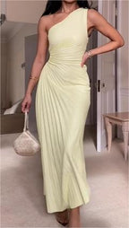 Women's One-Shoulder Asymmetric Cutout Ruched Dress