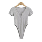 Printed Short Sleeve Stretch One Piece Top