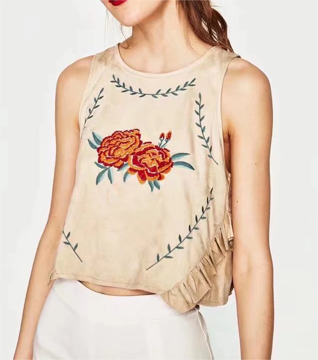 Women's Spring Summer Women Pullover Contrast Color Floral Crew Neck Knitted Vest