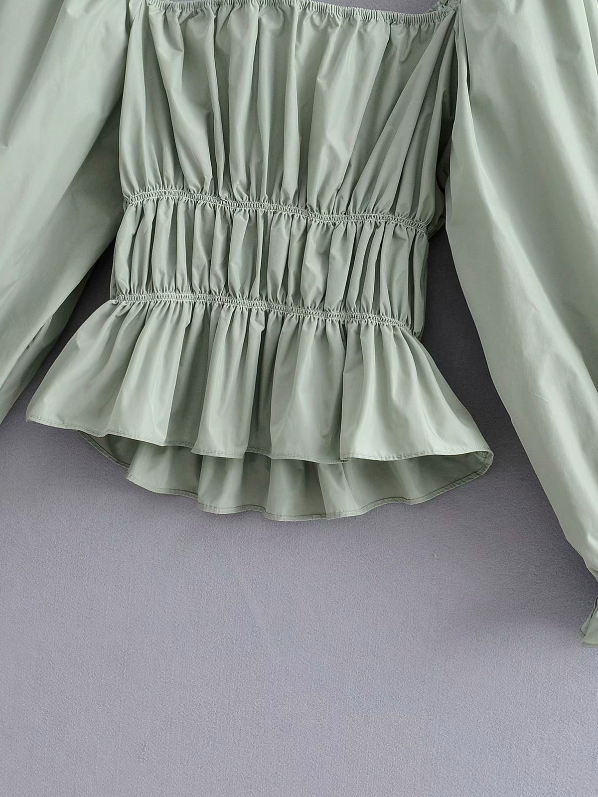 Women's Autumn Satin Square Collar Long Sleeve Shirt