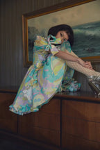 Women's V-Neck Floral Ruffle Puff-Sleeve Mini Dress