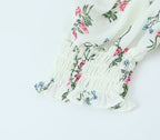 Women's Spring Puff Sleeve Gentle Lace Up Square Collar Short Floral Print Small Top
