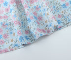 Women Pleated Loose Slimming Round Neck Puff Sleeve Floral Dress